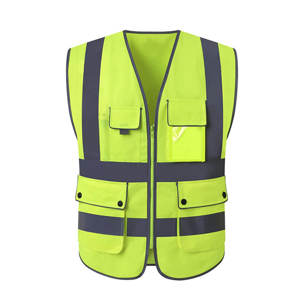National Apparels Customized Black Reflective Safety Vest Company Logo With Pockets Custom Color Fluorescent Visibility Work Class 2 Safety Vest
